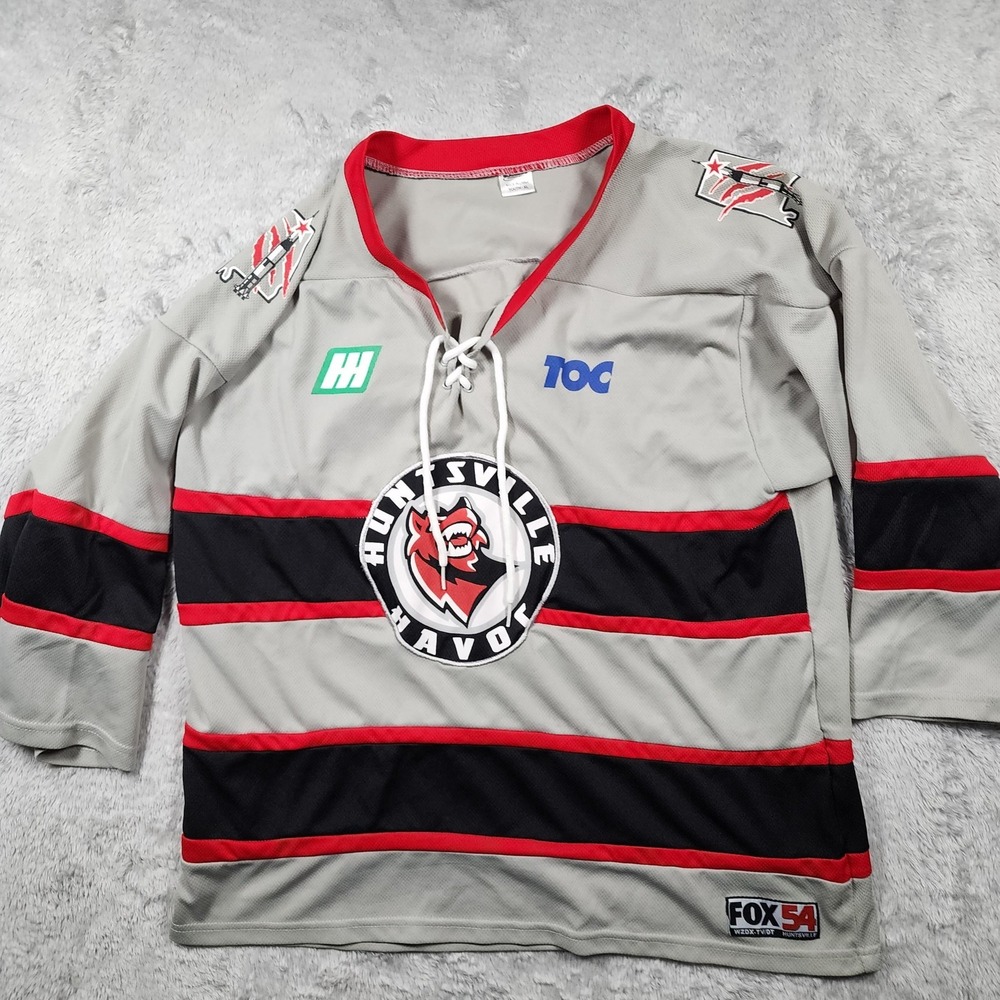 Huntsville Havoc Jersey Youth XL Gray Hockey SPHL Minor League Fox 54 Patch